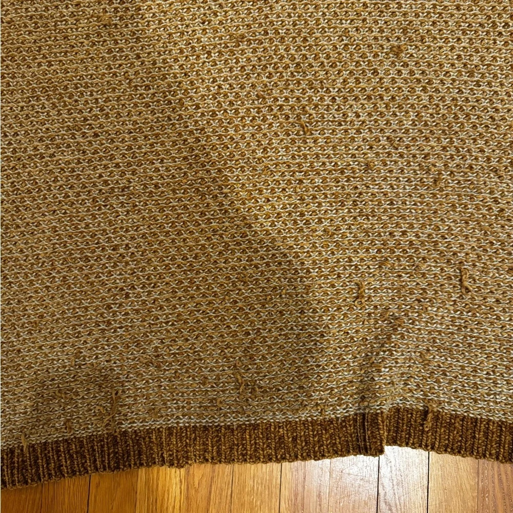 West Elm Chenille Throw Blanket Gold Yellow White 50 In X 60 In Polyester